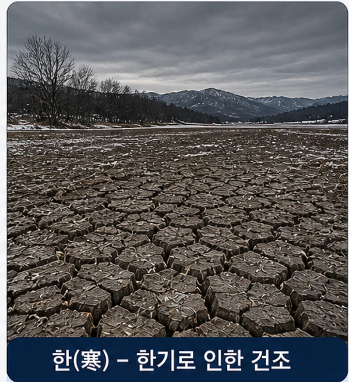한기로 인한 건조 — 얼어붙은 들녘